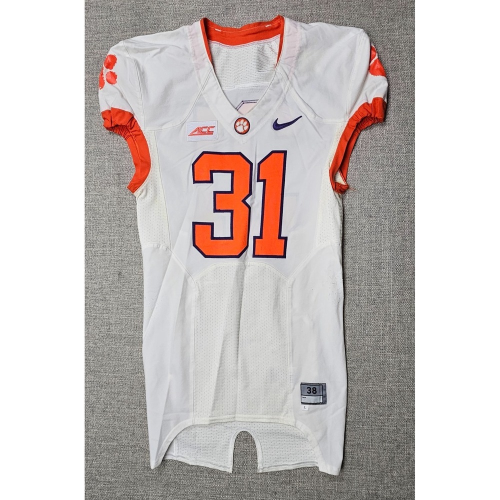 Clemson Tigers Football‎ Jersey Mens 38 L White Game Worn Team Issued Nike #31